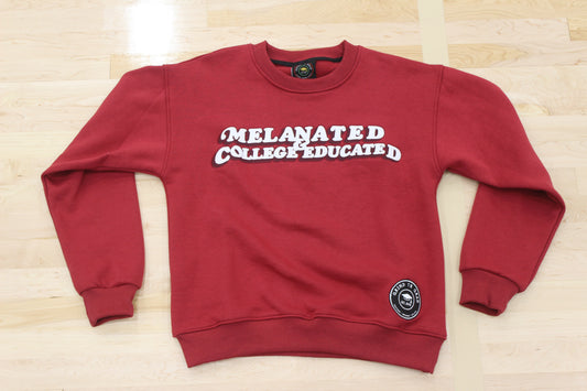 Melanated & College Educated Crewneck-Red Velvet